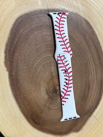 Pattern Silicon Apple Watch Bands - Baseball.  - 42 mm / 44 mm