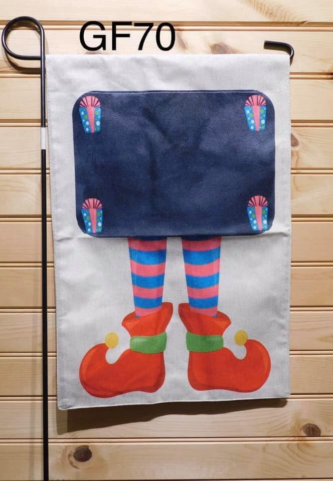 Garden Flag - GF70 - Blackboard with Elf Legs Red