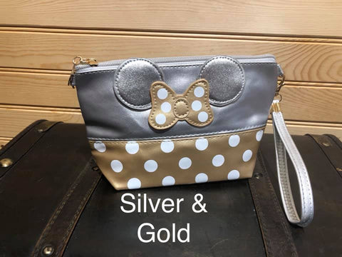 Small Wristlet / Makeup Bag - Gold and Silver