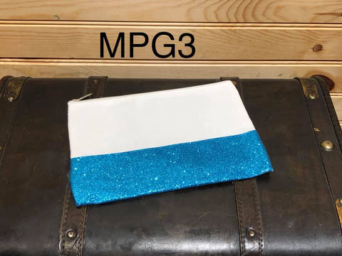 Polyester Canvas Makeup/Pouch MPG3 - Teal Glitter