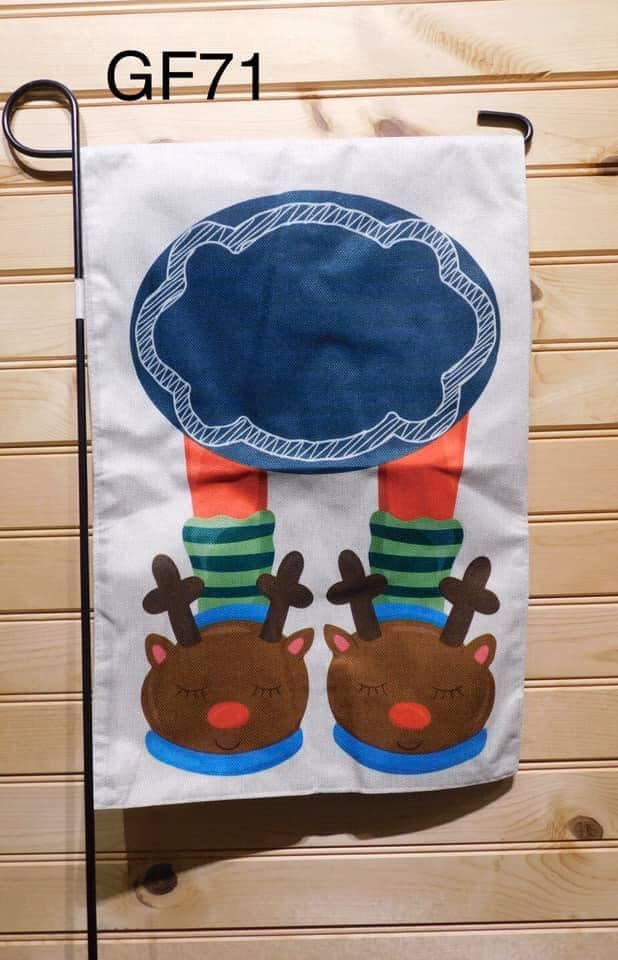 Garden Flag - GF71 - Blackboard with Reindeer slippers