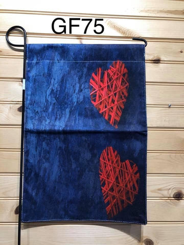 Garden Flag - GF75 - Slate with Yarn Hearts