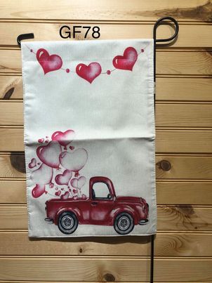 Garden Flag - GF78 - Red Truck with Heart Balloons