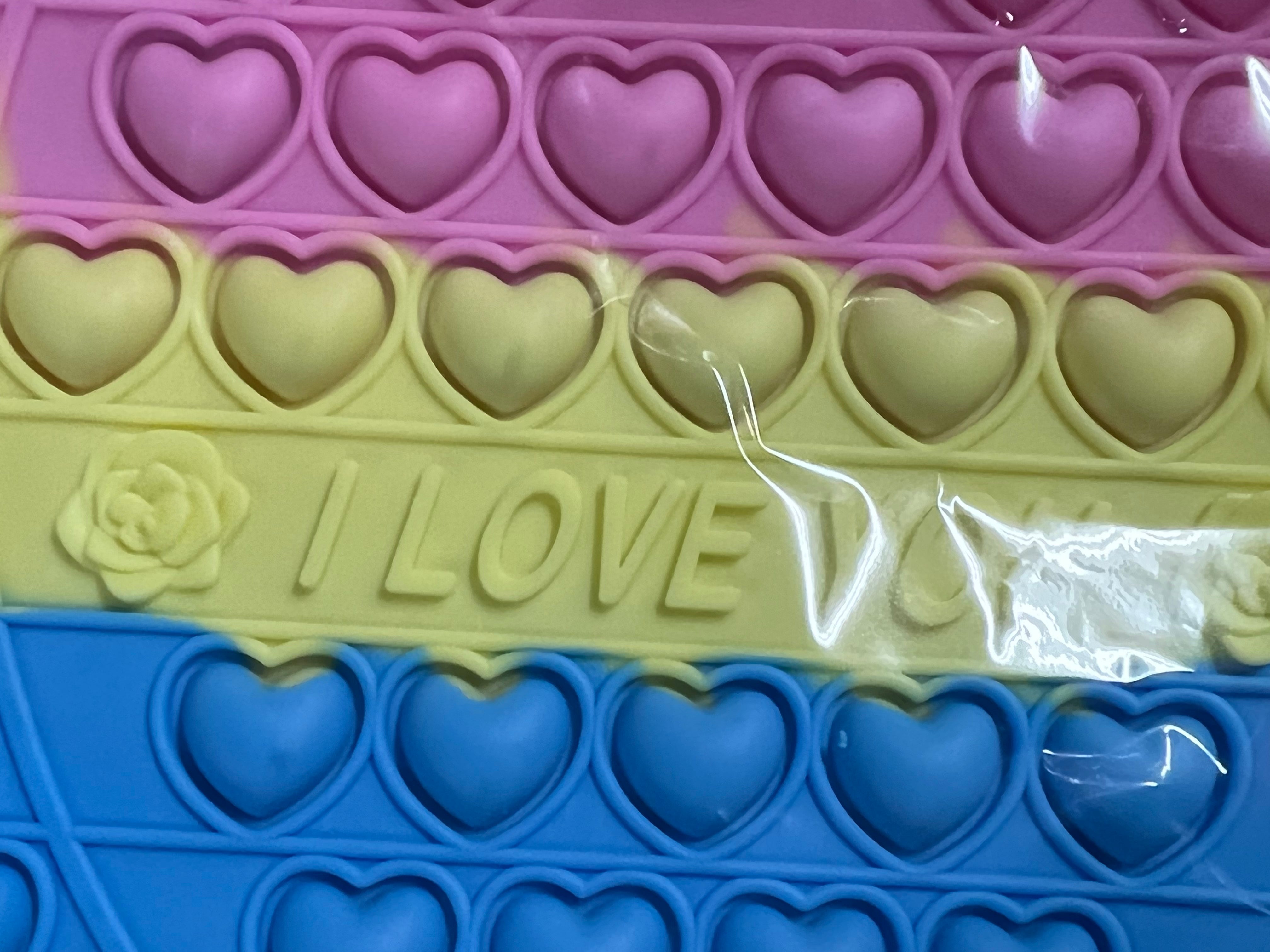 Pop Purse - Pink / Yellow / Blue Double Heart “I Love you”