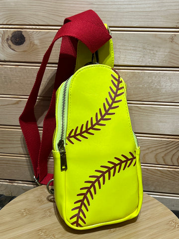 Vegan Leather Sling Bag - Softball