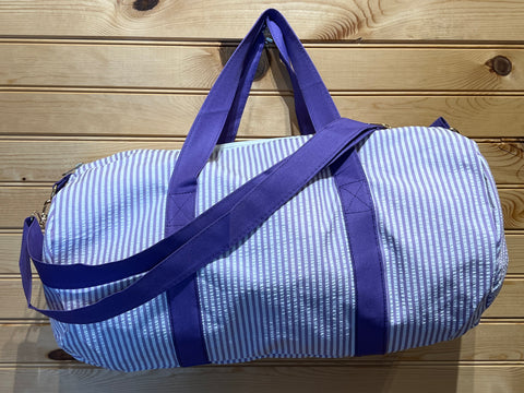 Seersucker Duffle Bag - Lavender with Dk Purple strap