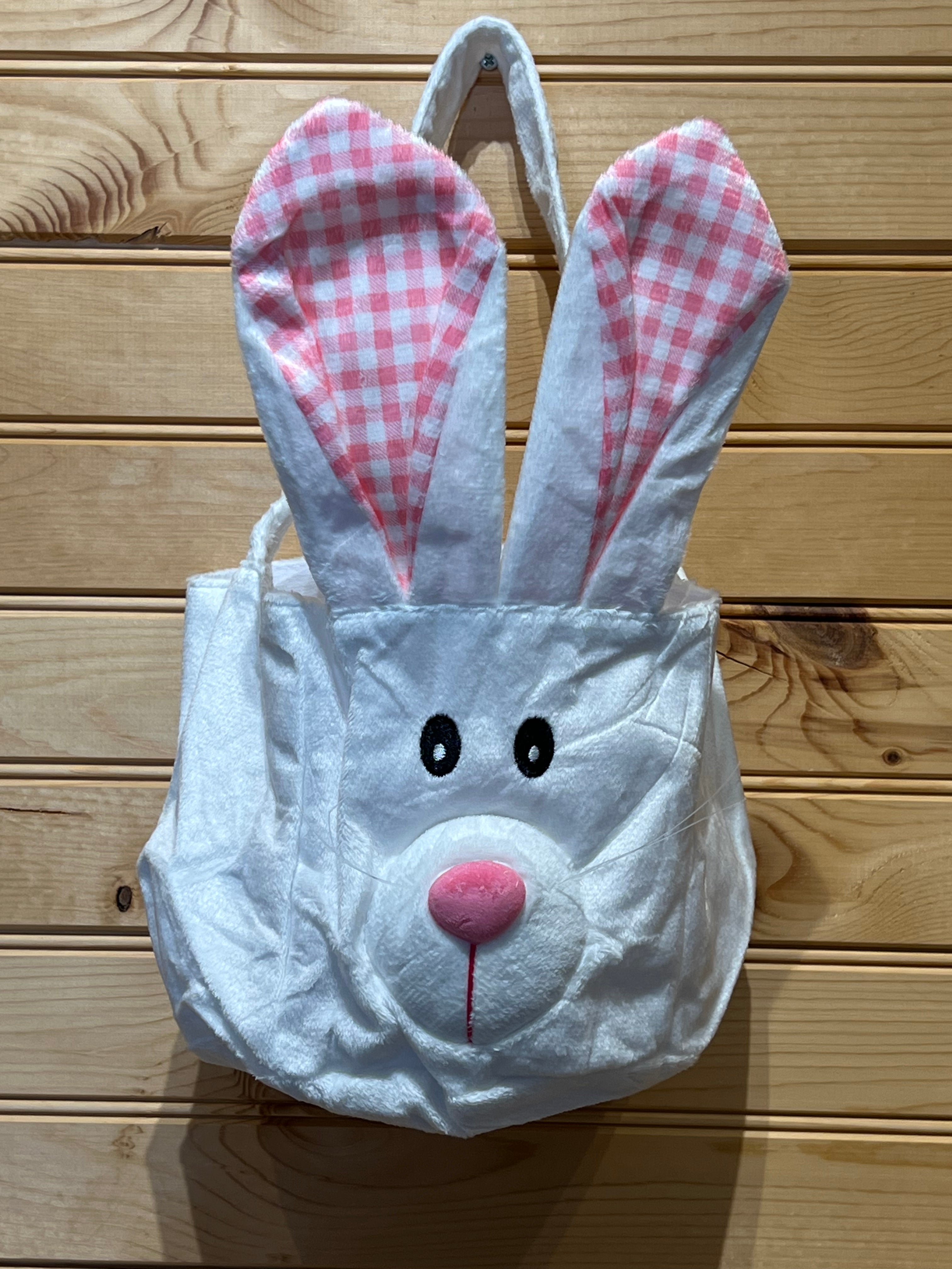 Easter Basket - EB125 - Bunny with stand up Orange/Pink Gingham Ears and puffed out nose-