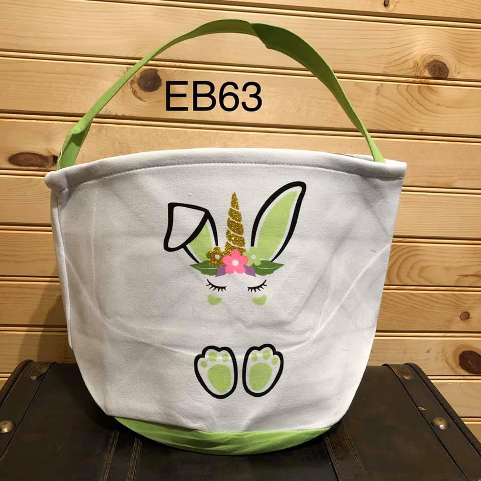 Easter Basket - EB63 - Unicorn Bunny - Green