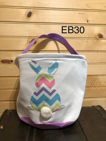 Easter Basket - EB30 - Purple Multi Chevron Bunny