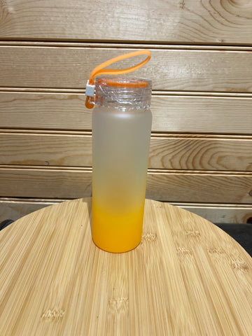 17 oz Straight Gradient Sublimation frosted Glass Water Bottle - Orange