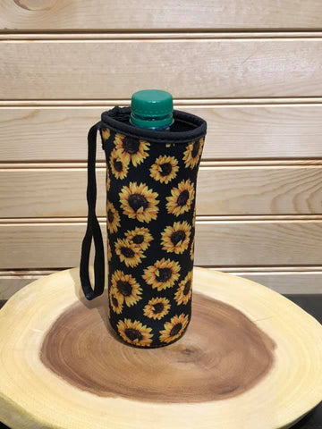 Neoprene Water Bottle Sleeve with Wrist Strap - Sunflower