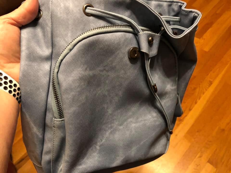 Vegan Leather Backpack - Blue