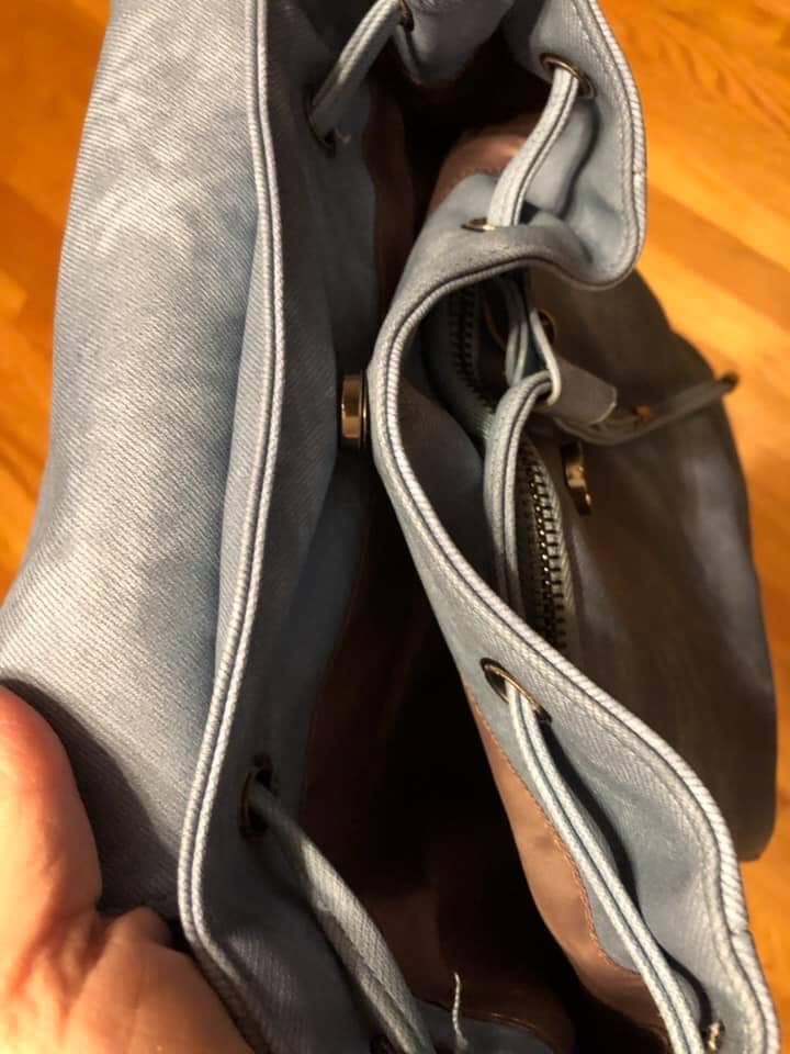 Vegan Leather Backpack - Blue