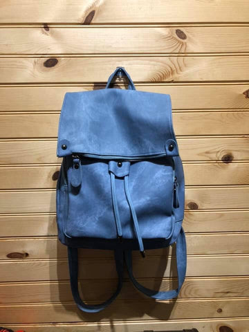 Vegan Leather Backpack - Blue