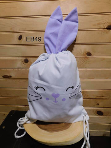 Easter Drawstring Backpack - Bunny - Purple Ears