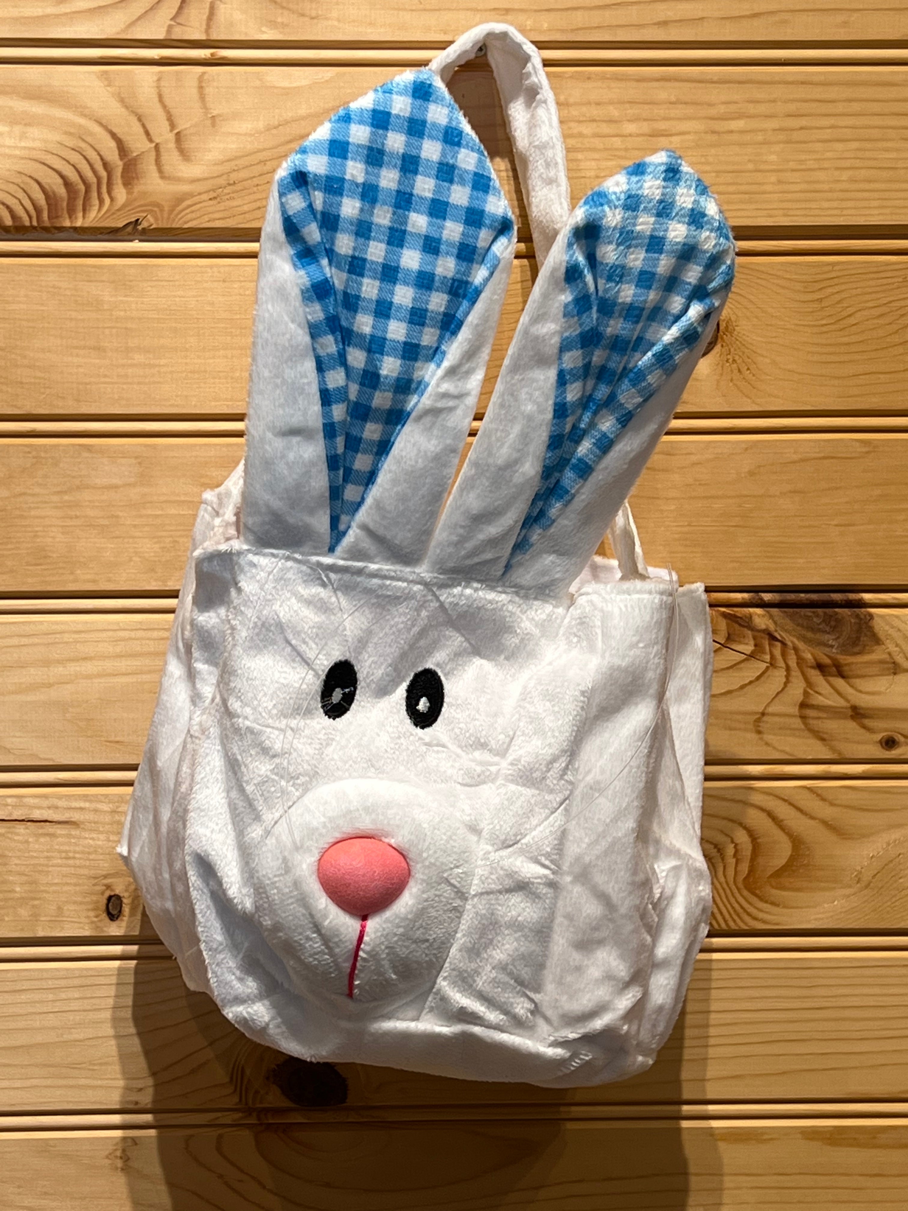 Easter Basket - EB125 - Bunny with stand up Blue Gingham Ears and puffed out nose-