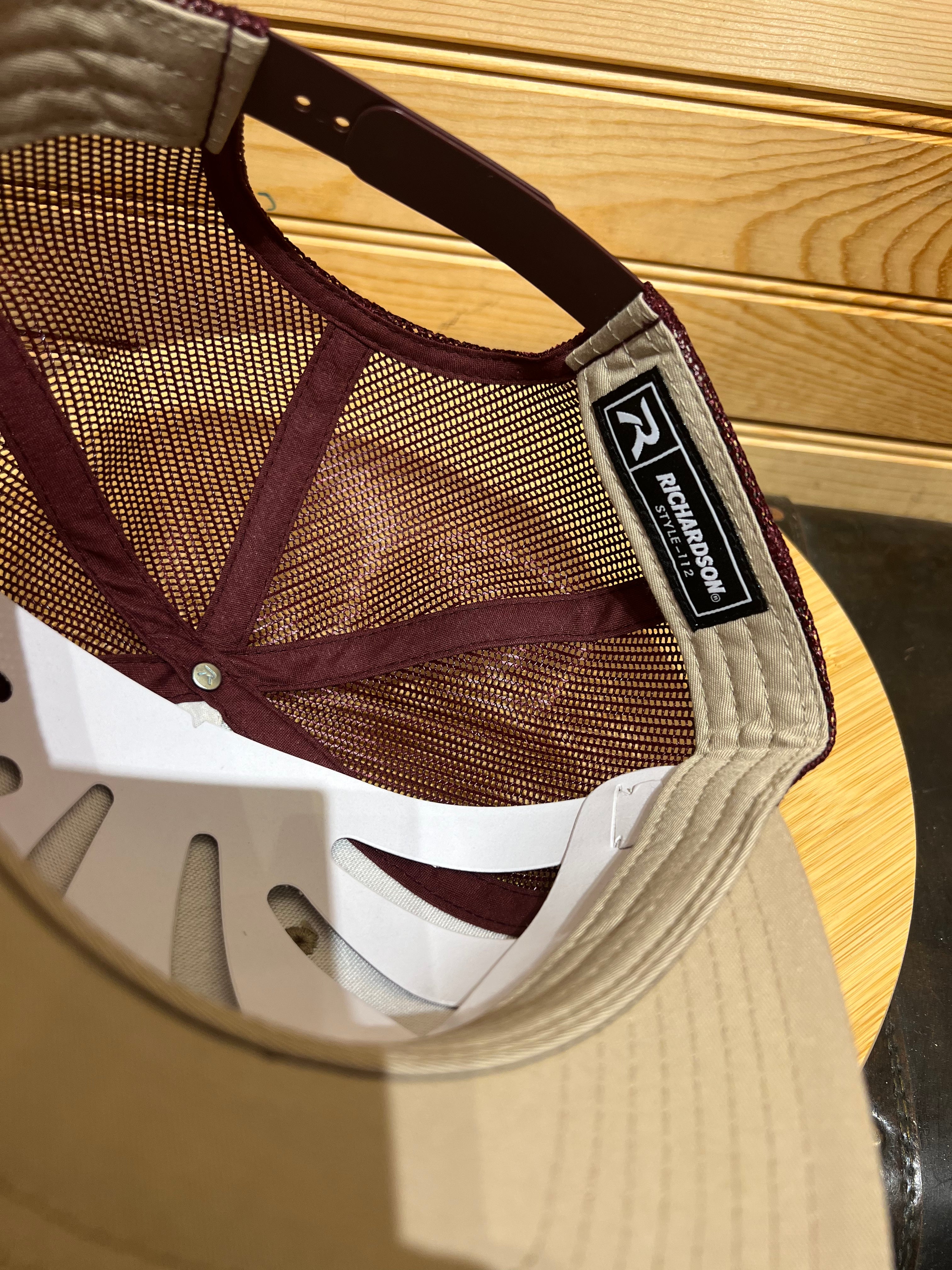 Richardson Trucker Style - 112 - Maroon Mesh with Tan Front