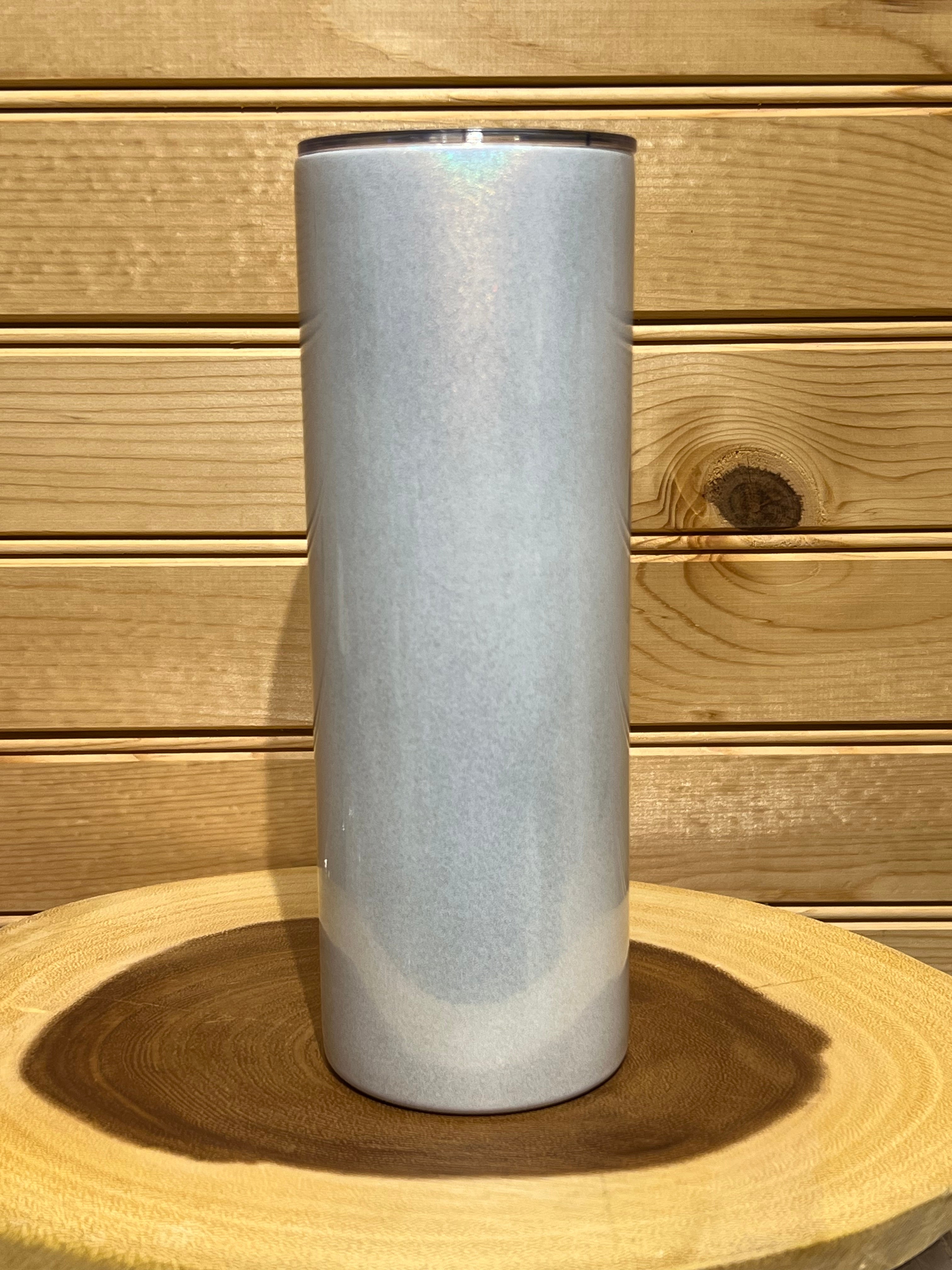 20 oz Glitter Straight Sublimation Stainless Steel Tumbler - White