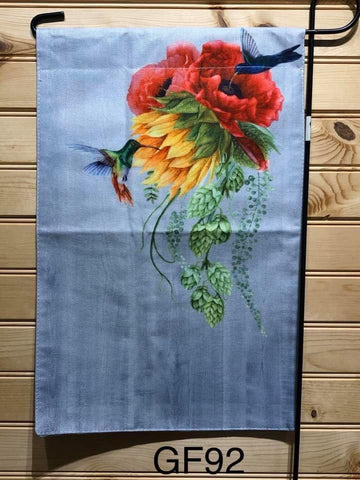 Garden Flag - GF92 - Flowers with Hummingbird