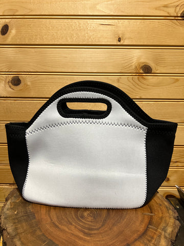 Lunch Bag - white with black wide sides