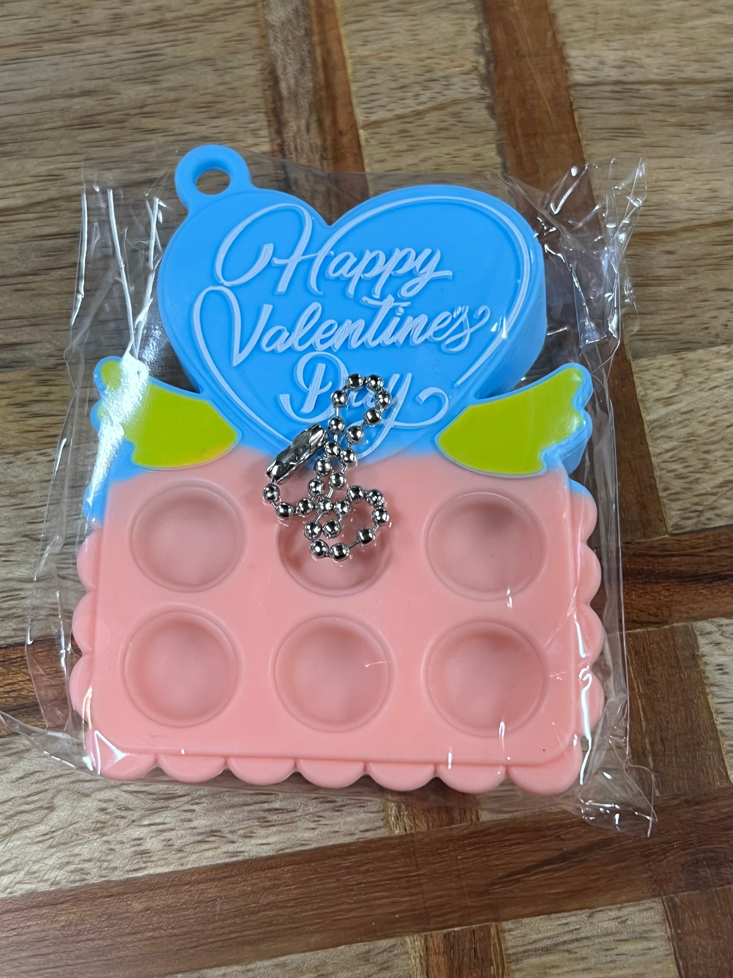 Pop Toy Keyring - Happy Valentine Heart Blue / Peach