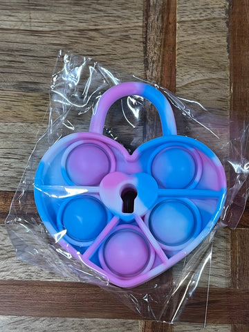 Pop Toy Keyring - Pink / Blue Tye Dye Heart with Key