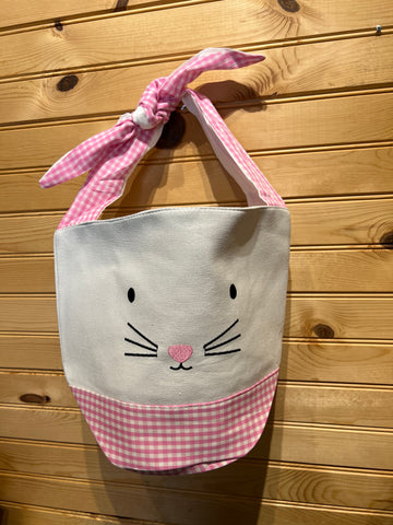 Easter Basket - EB115 - Pink Gingham with Knotted Ears.