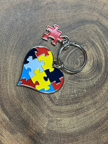 Puzzle Heart Keyring - Autism