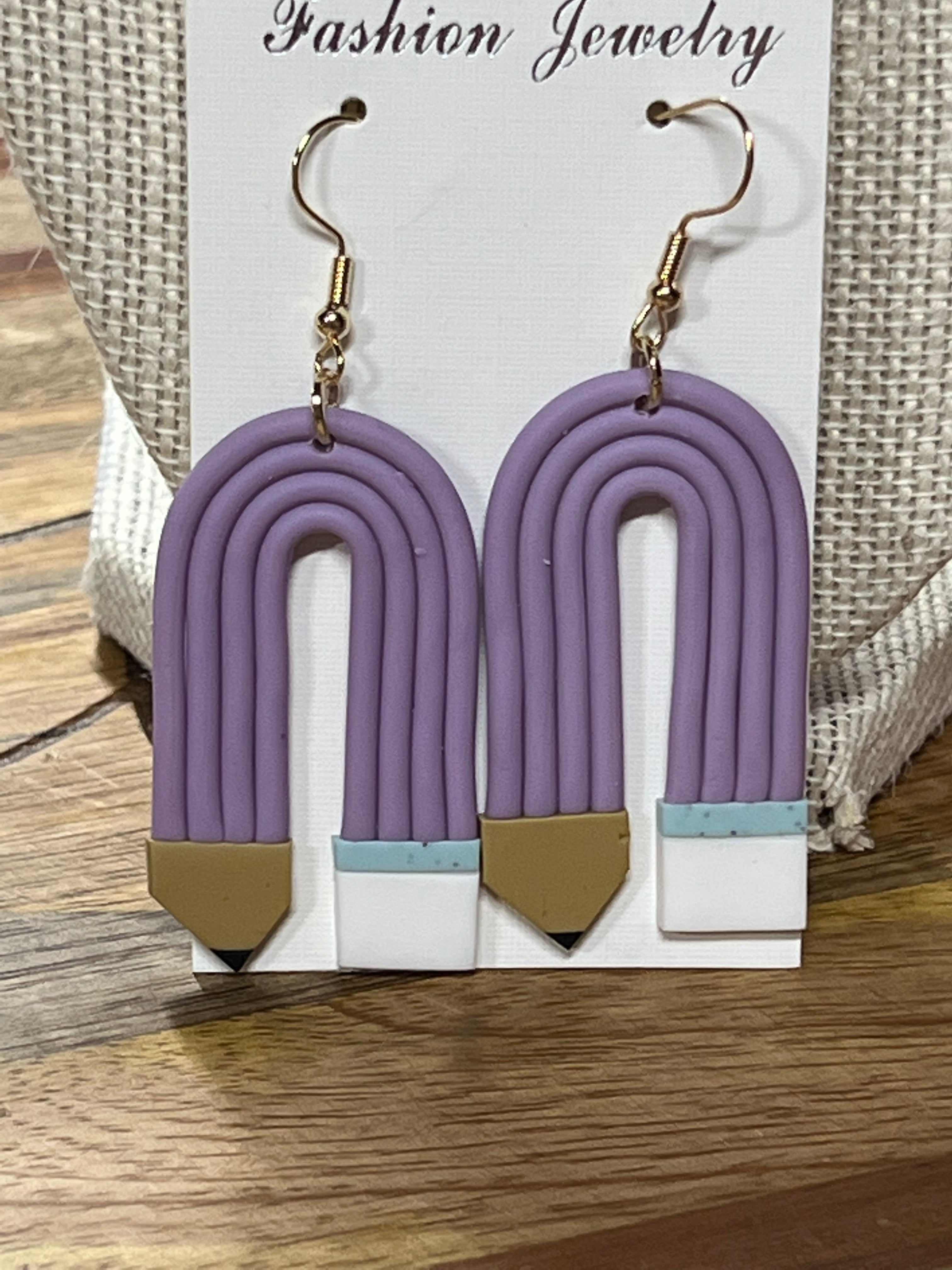 Rainbow shape Pencil Earring - Purple