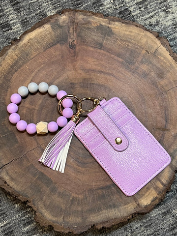 Silicone Bangle with Vegan Leather Credit Card - VBCC - Lavender