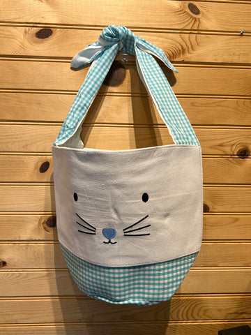Easter Basket - EB111 - Teal Gingham with Knotted Ears.