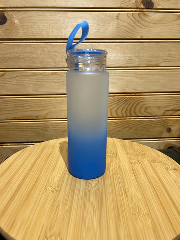 17 oz Straight Gradient Sublimation frosted Glass Water Bottle - Blue