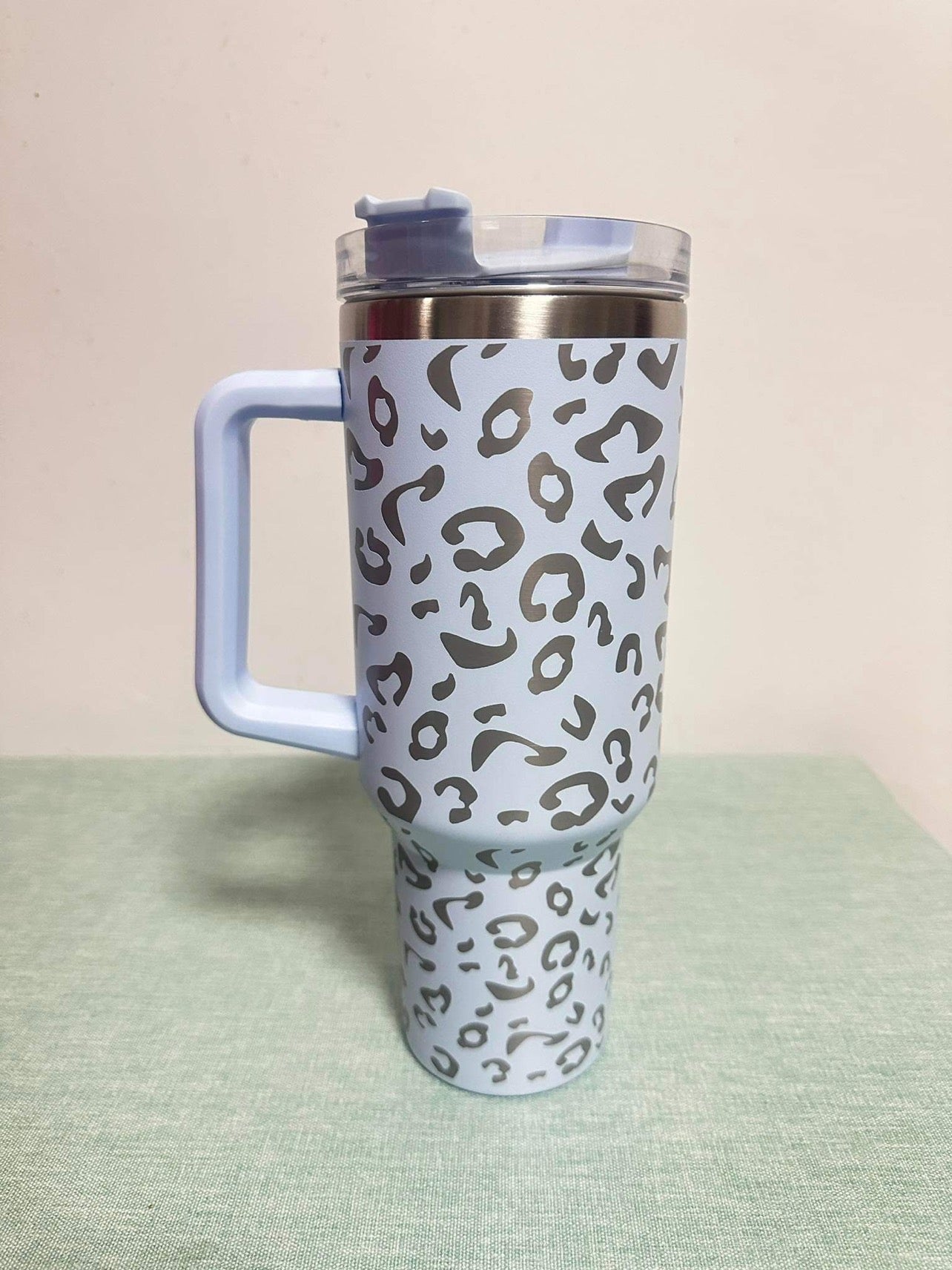 X Large Double Wall Handle Leopard Tumbler.  #5 - Blue