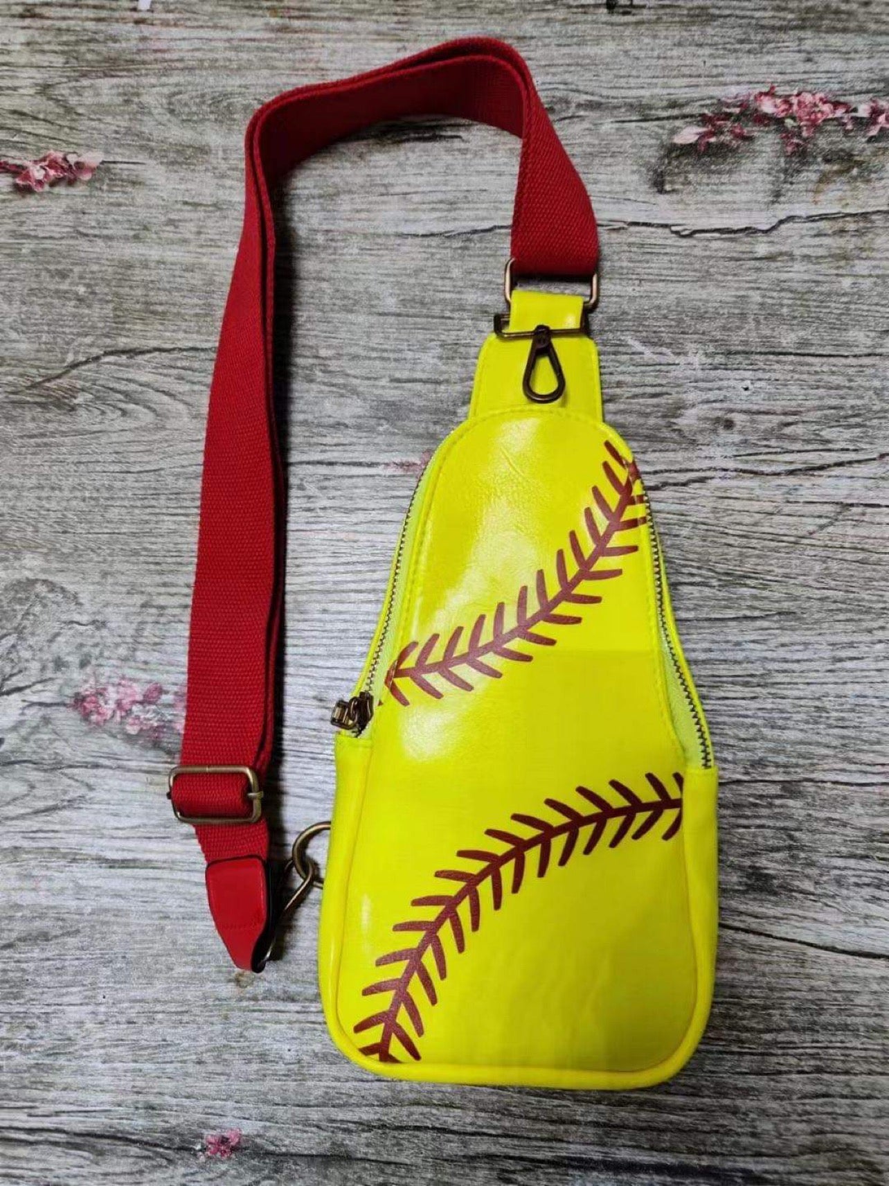 Vegan Leather Sling Bag - Softball