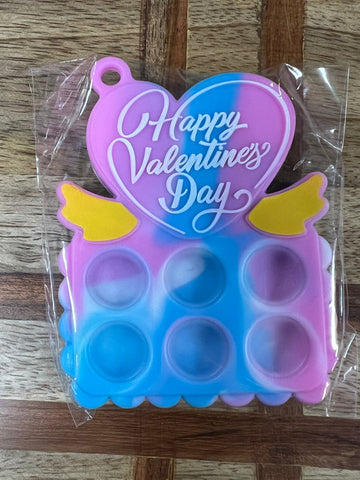 Pop Toy Keyring - Happy Valentine Heart Blue / Pink Tye Dye