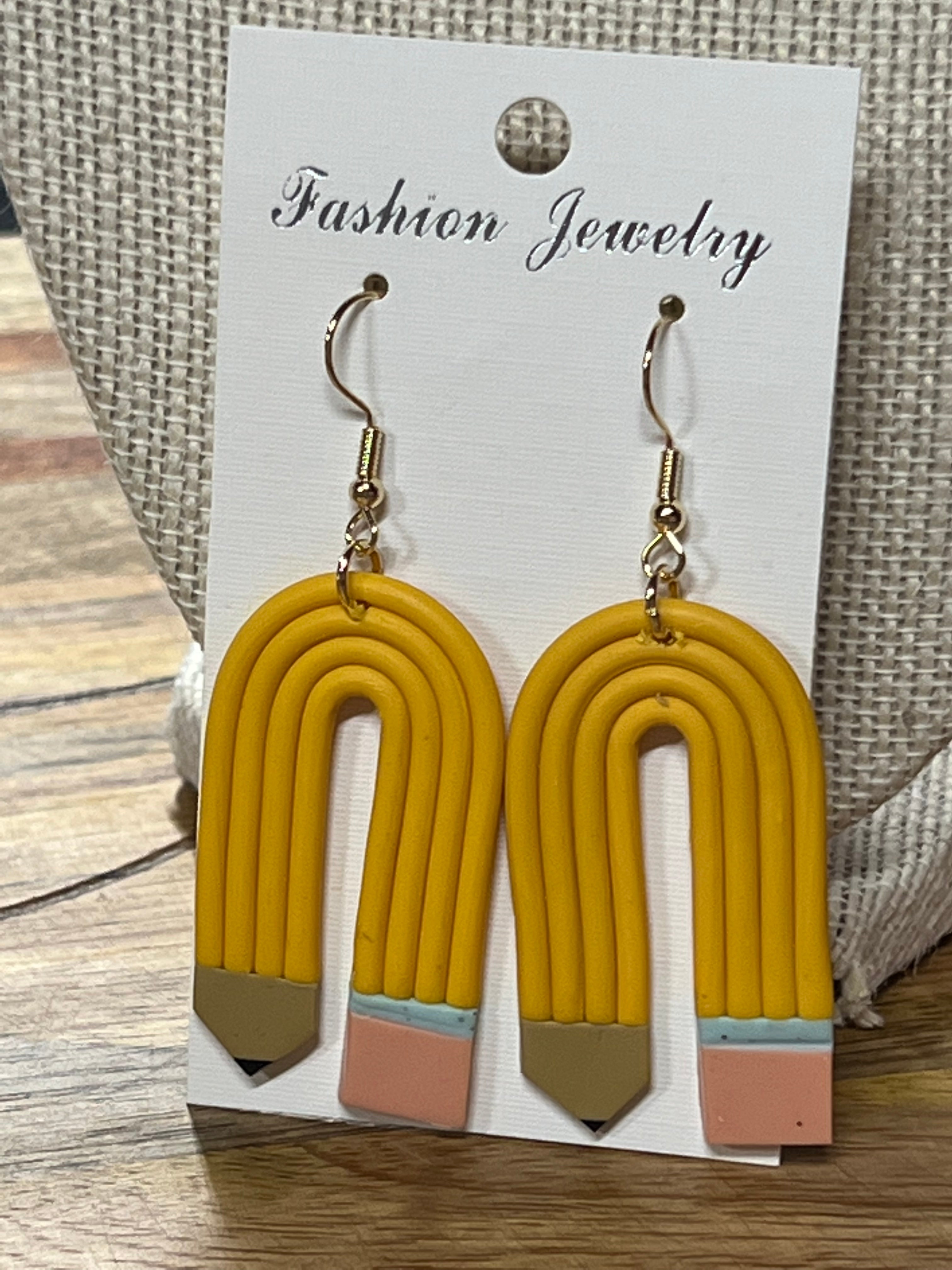 Rainbow shape Pencil Earring - Yellow