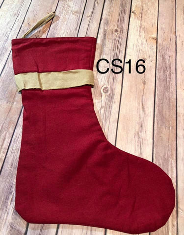 Christmas Stocking - CS16 - Red with Single Ruffle Red