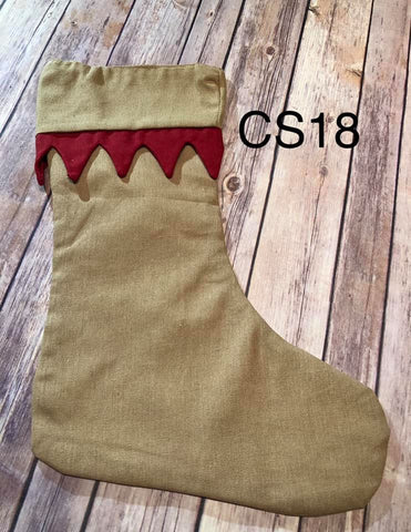 Christmas Stocking - CS18 - Tan Stocking with VVVVV cuff.