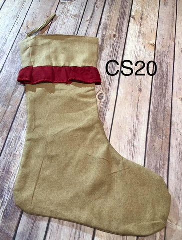 Christmas Stocking - CS20 - Tan with Single Ruffle