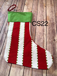 Christmas Stocking - CS22 - Red Stripe with Green dash beside stripes