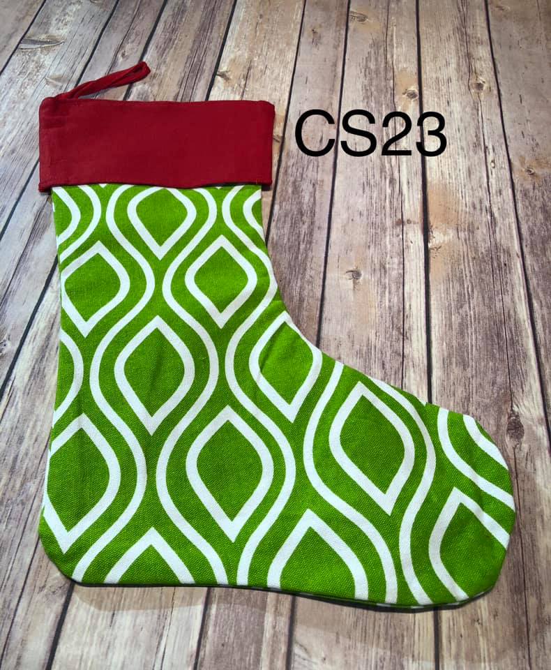 Christmas Stocking - CS23 - Sage Green with Double Diamonds.