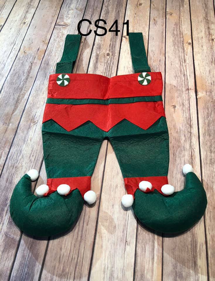 Christmas Stocking - CS41 - Elf Legs - Green with Red Top