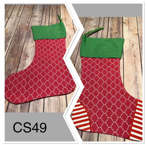 Christmas Stocking - CS49 - Hot Pink with Design and Red Stripe Toe and Heal