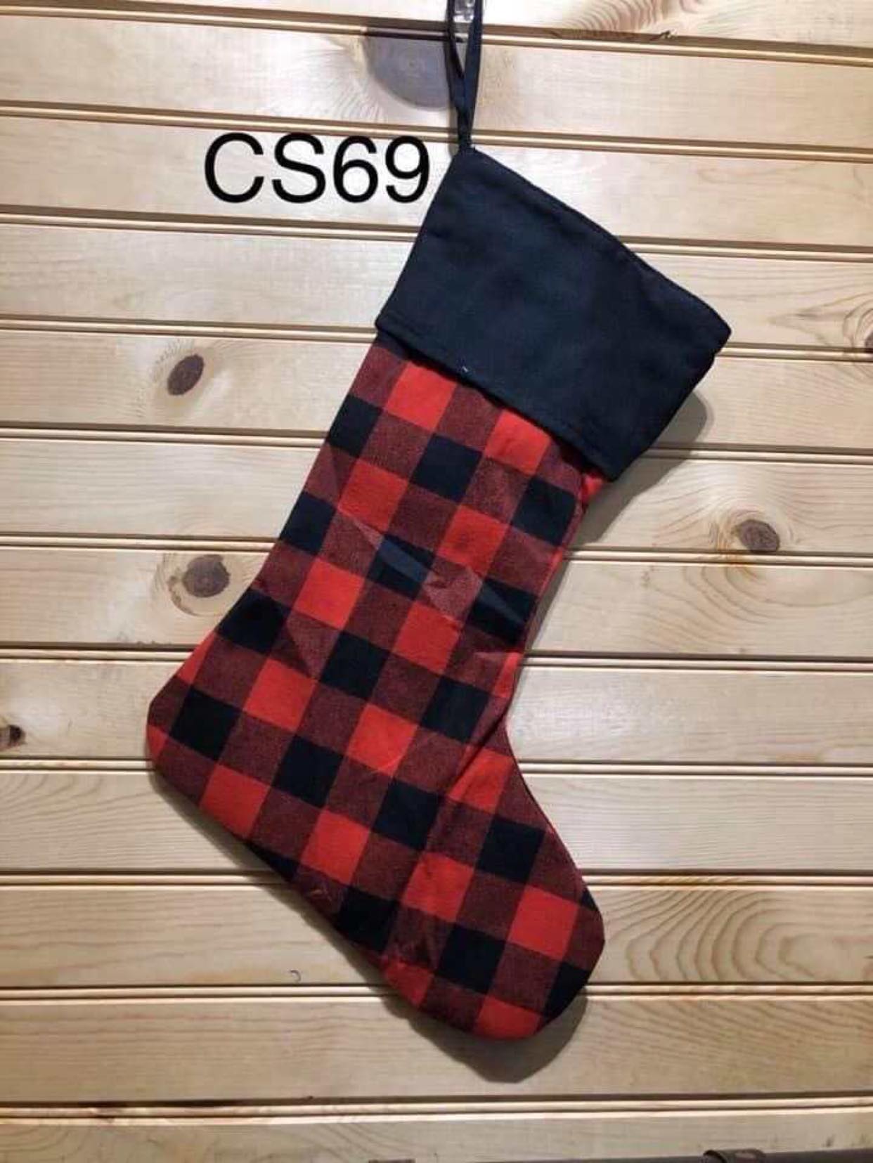 Christmas Stocking - CS69 - Red Buffalo with Black Cuff