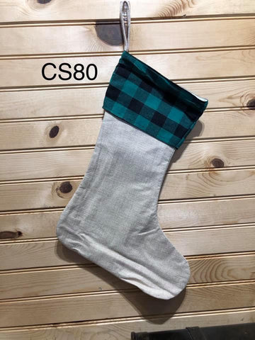 Christmas Stocking - CS80 -Plaid with Green Buffalo