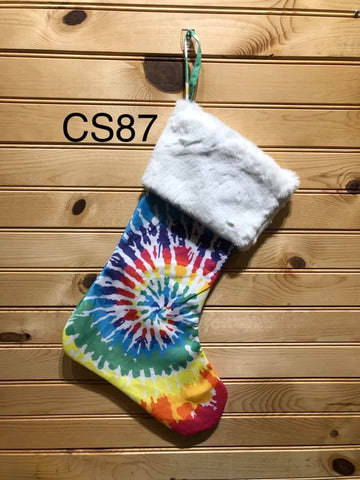 Christmas Stocking - CS87 - TieDye with Fuzzy Cuff
