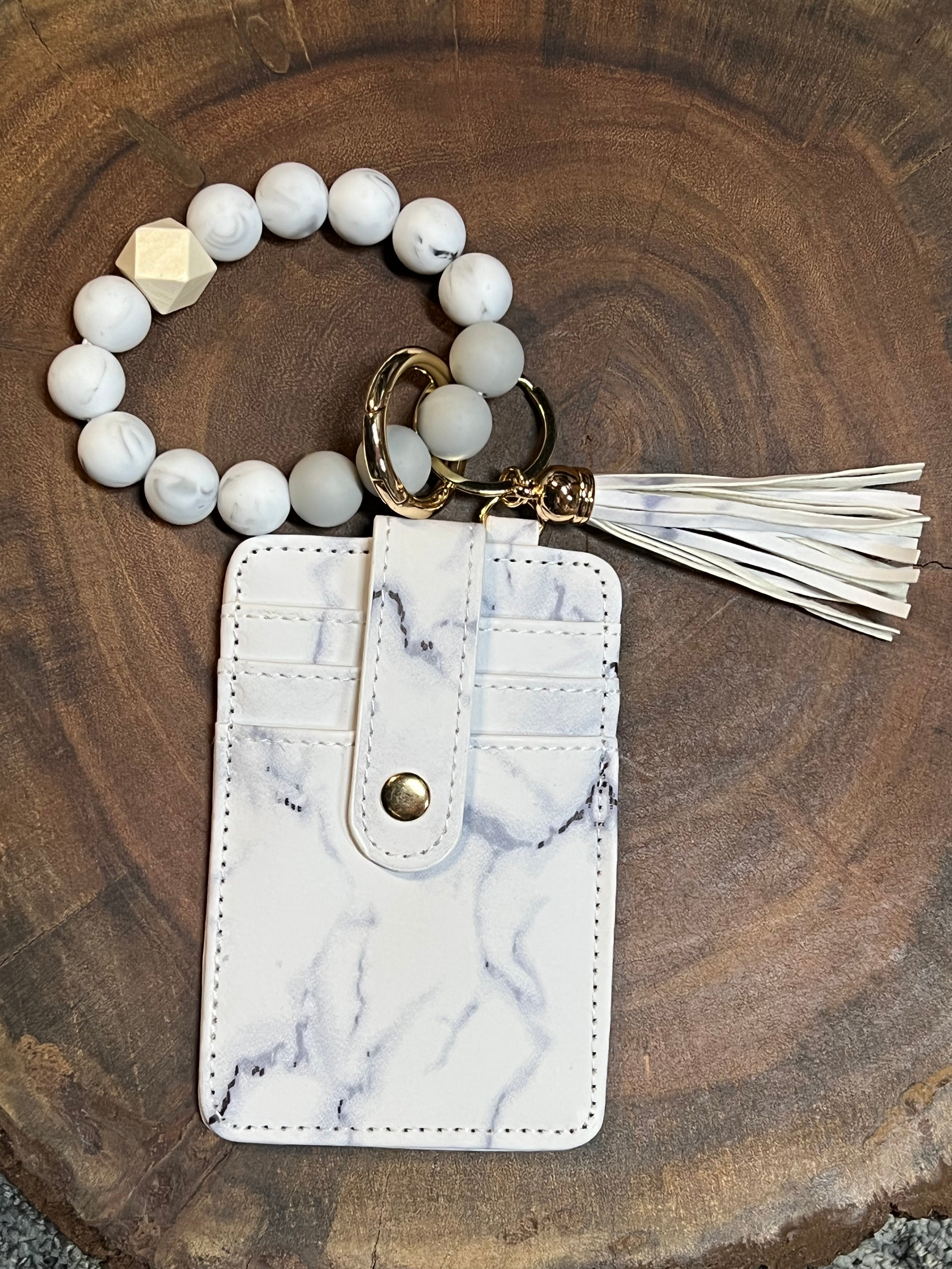 Silicone Bangle with Vegan Leather Credit Card - VBCC - Marble