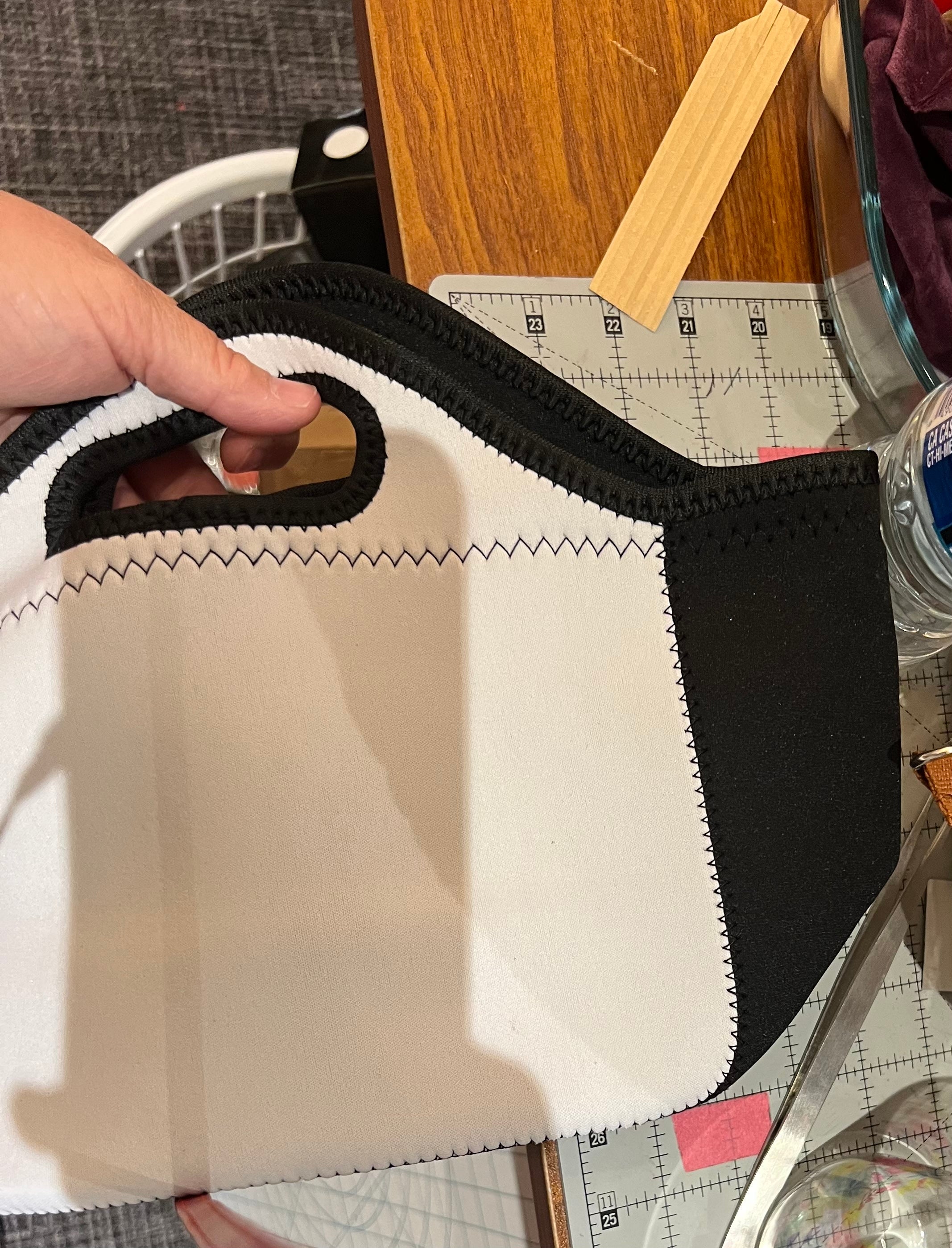 Lunch Bag - white with black wide sides