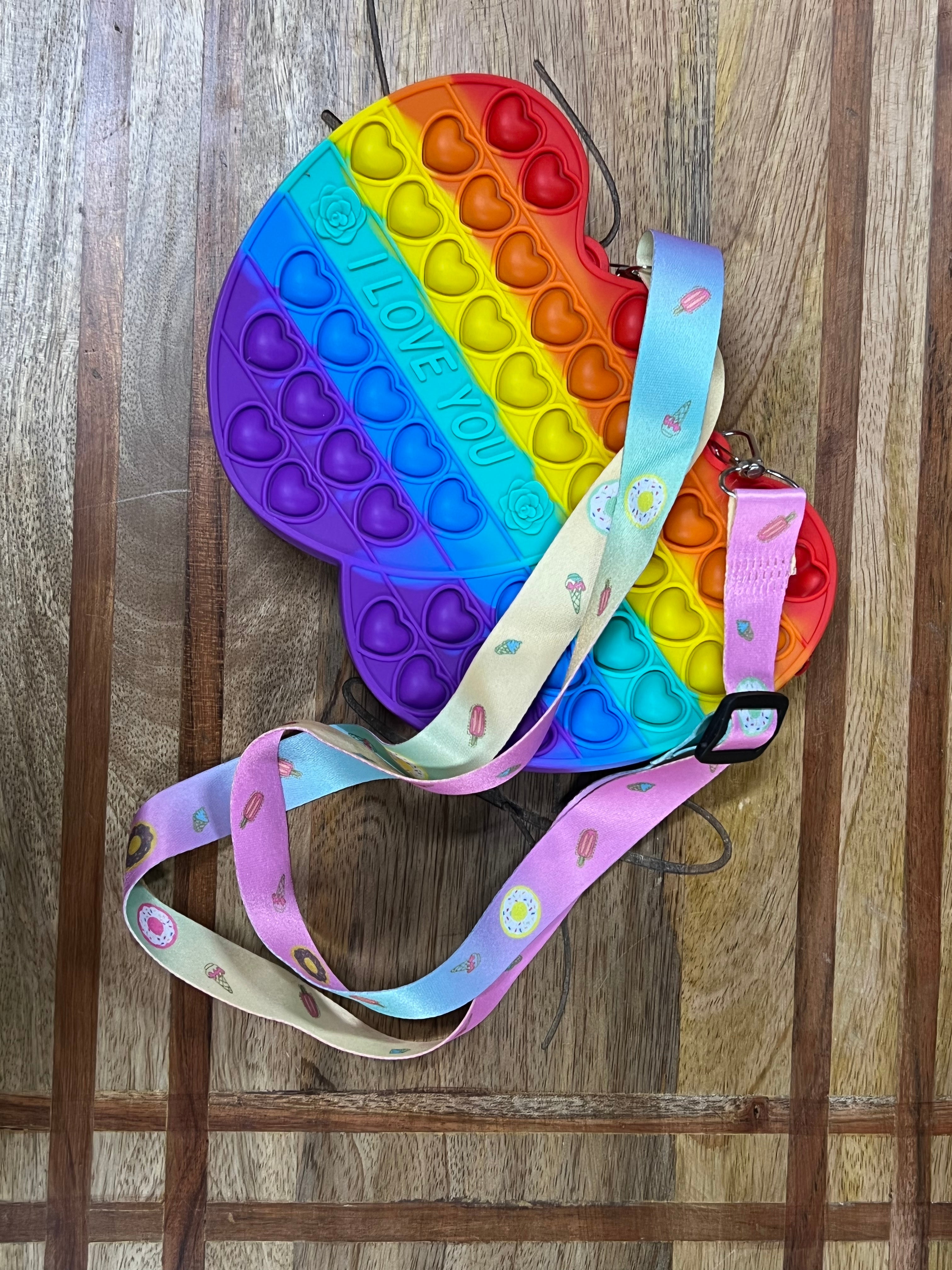 Pop Purse - Rainbow Double Heart “I Love you”