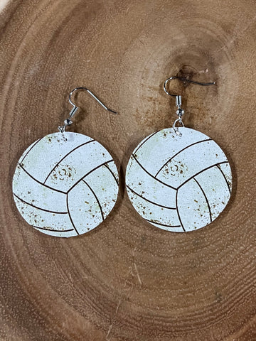 Vegan Leather Earring - Round Volleyball